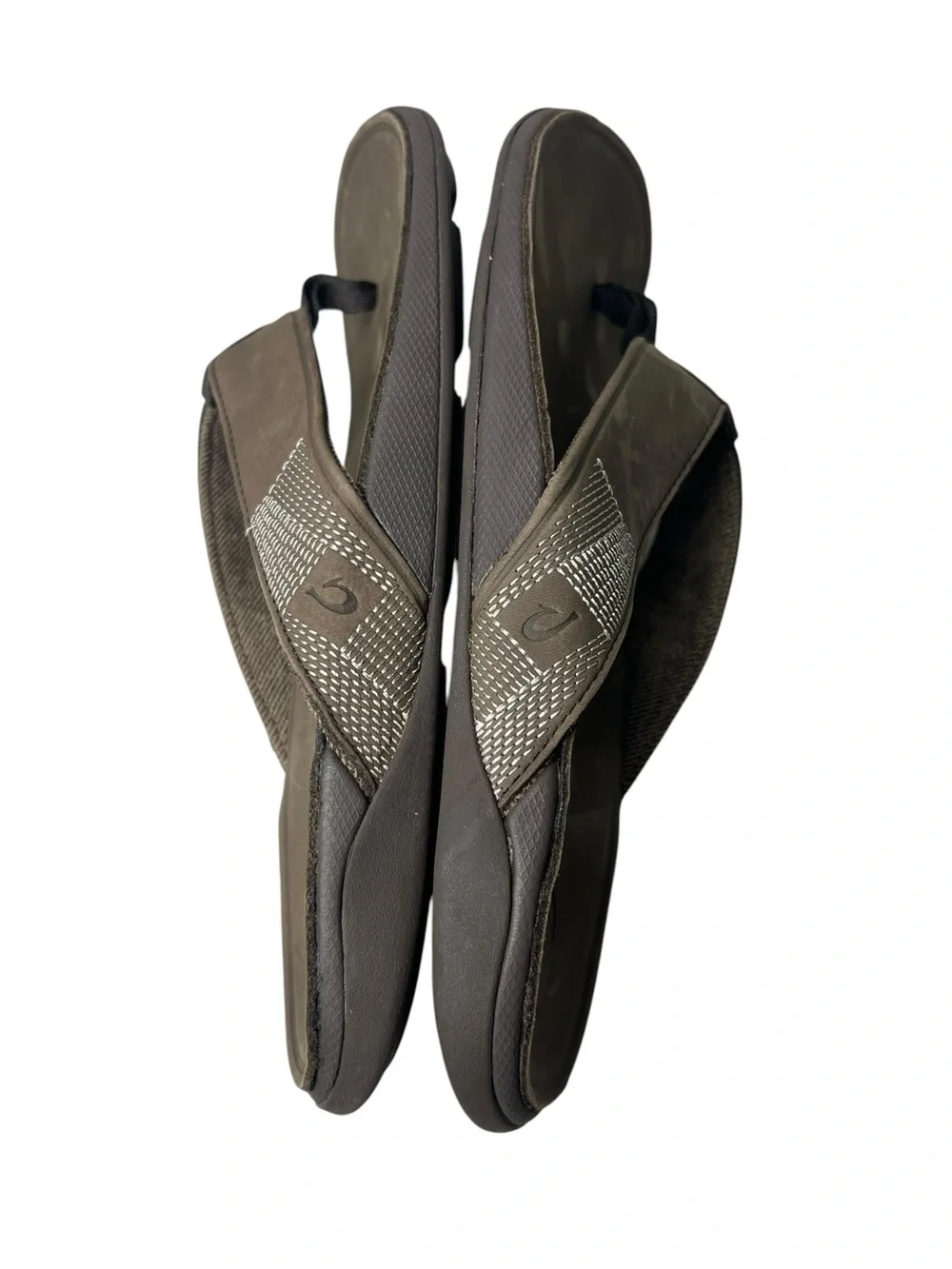 Olukai Tuahine Brown Leather Flip Flops Men’s Size 11 Sandals